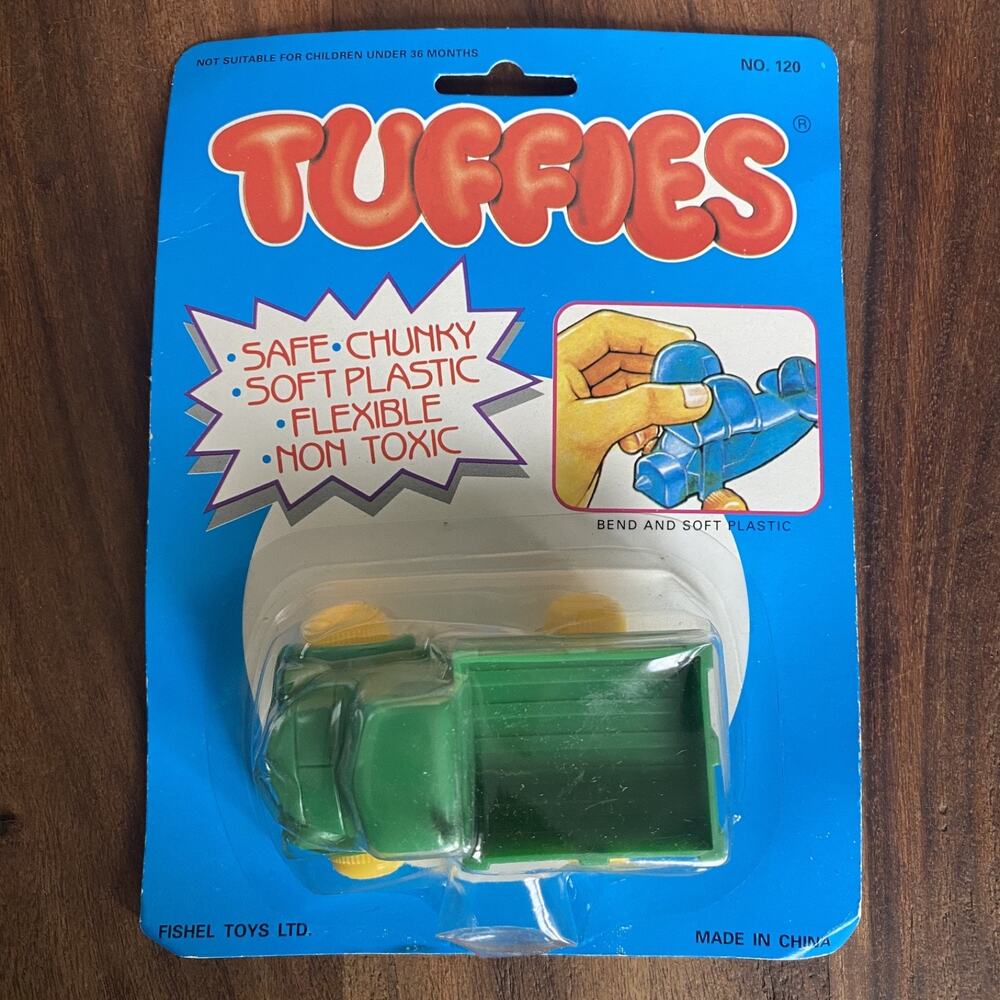 Vintage Tuffies Truck Car Toy Green Soft Flexible Plastic Fishel Toys New